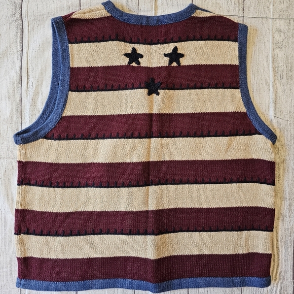 Christopher & Banks Size Large Vintage Hand Embroidered Patriotic Sweater Vest - Picture 3 of 9